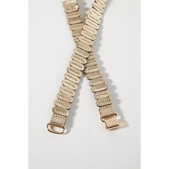 NEW Anthropologie Tabitha Stretch Leather Women\'s Belt Pearl Size Large